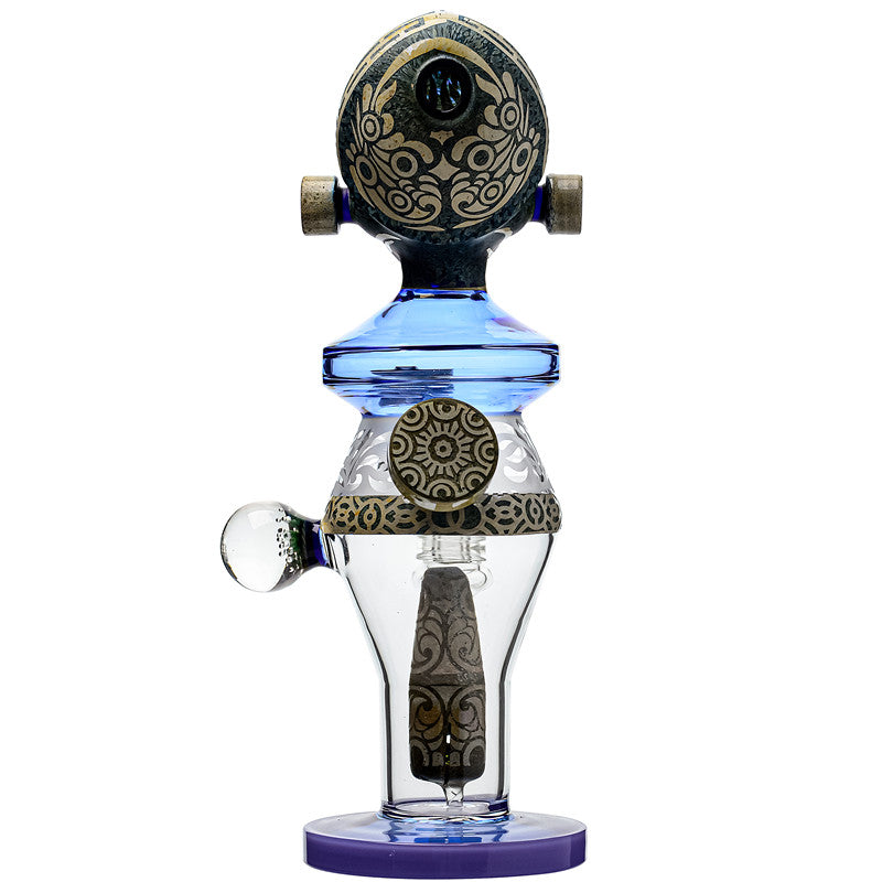 DEEP SANDBLASTED US COLOR HIGH PRIESTESS GLASS WATER PIPE GLASS BONG