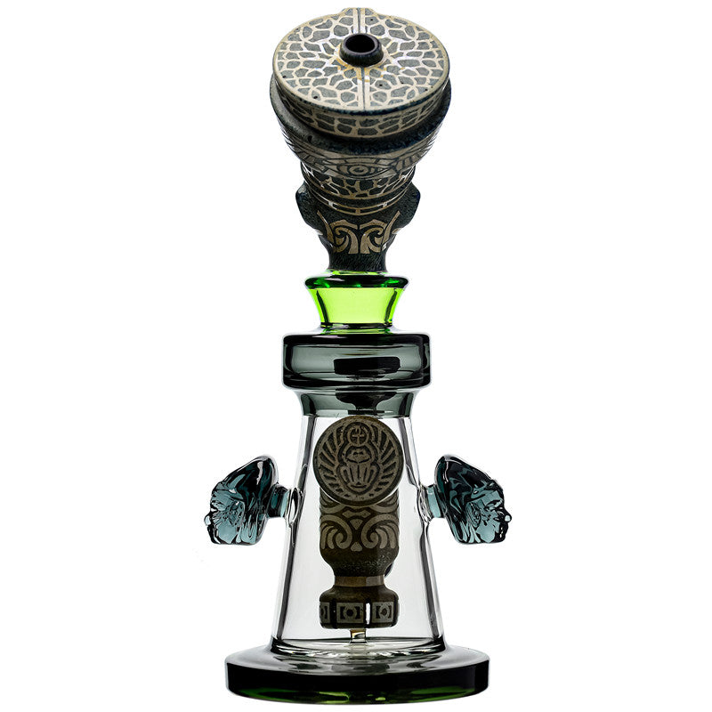 DEEP SANDBLASTED US COLOR RAMESSES II GLASS WATER PIPE GLASS BONG