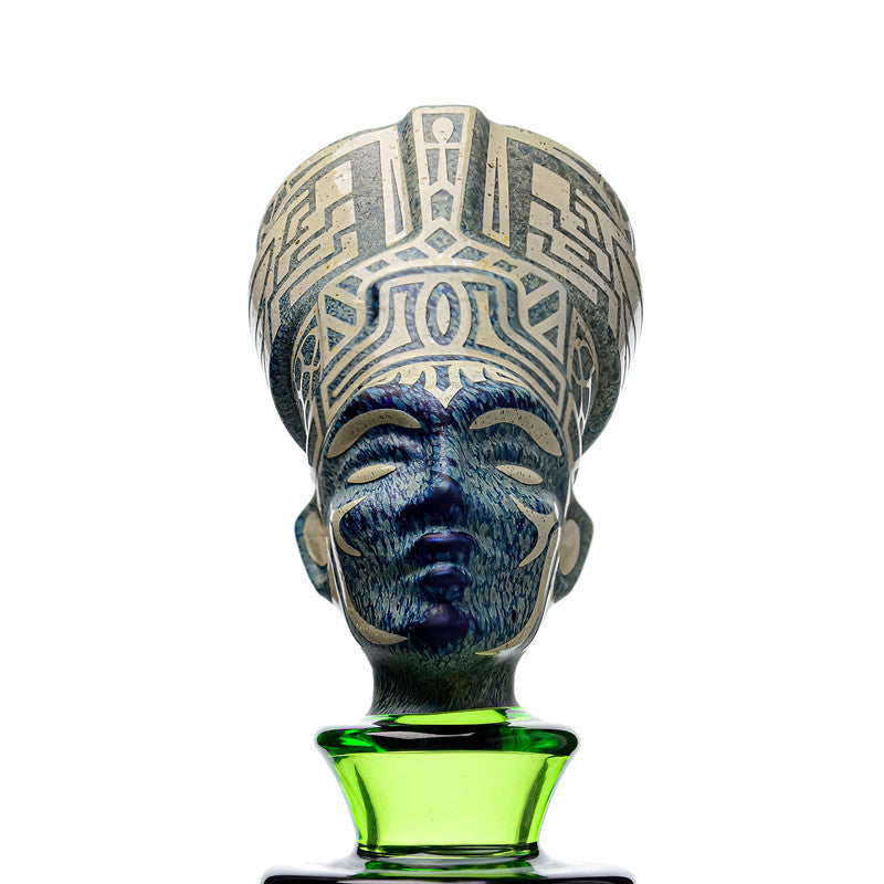 DEEP SANDBLASTED US COLOR RAMESSES II GLASS WATER PIPE GLASS BONG