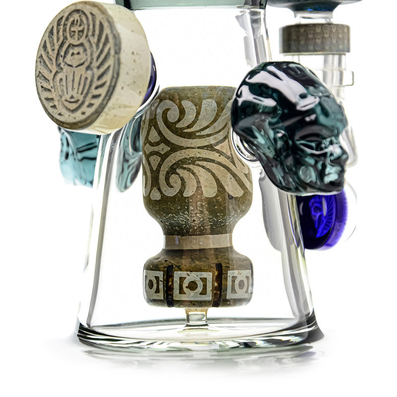 DEEP SANDBLASTED US COLOR RAMESSES II GLASS WATER PIPE GLASS BONG