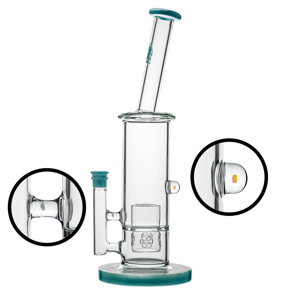 Colored FOL to SOL Perc Glass water pipe with 2 opals