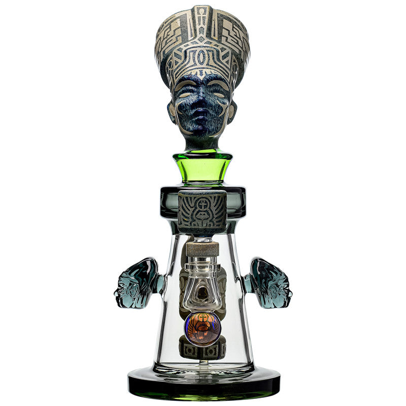DEEP SANDBLASTED US COLOR RAMESSES II GLASS WATER PIPE GLASS BONG