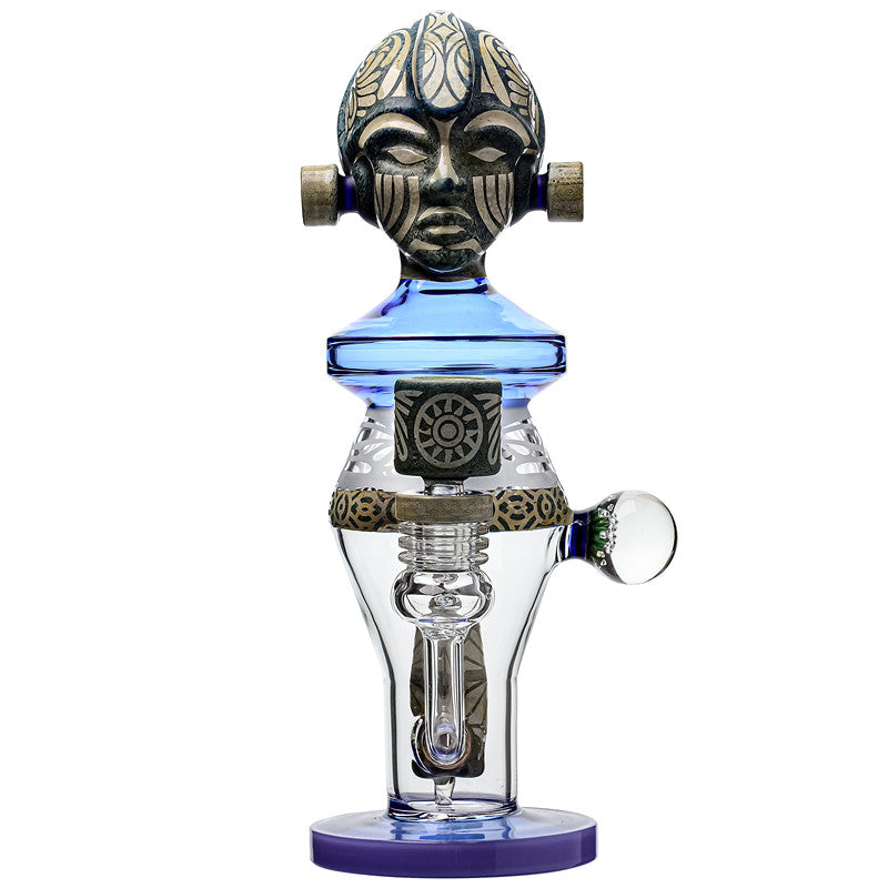 DEEP SANDBLASTED US COLOR HIGH PRIESTESS GLASS WATER PIPE GLASS BONG