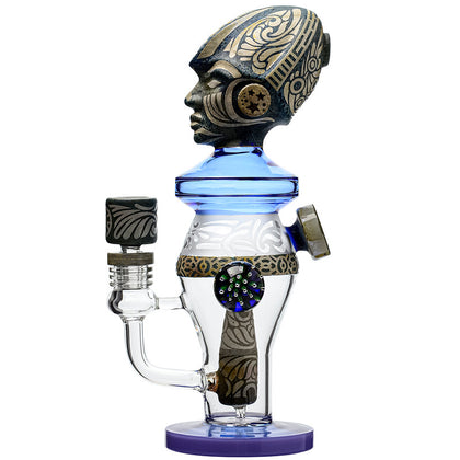 DEEP SANDBLASTED US COLOR HIGH PRIESTESS GLASS WATER PIPE GLASS BONG