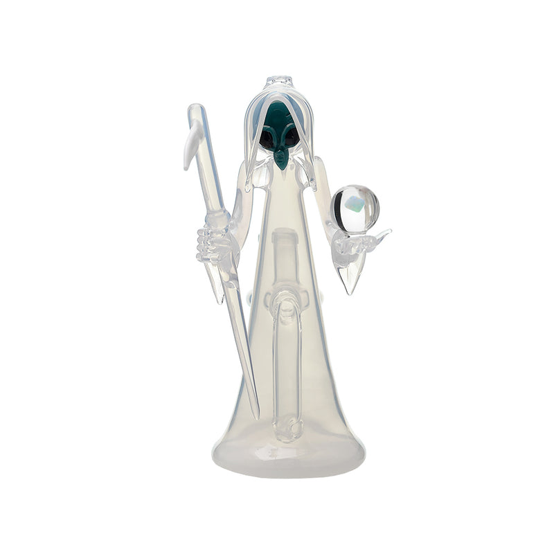 DeathGod Grim Reaper glass water pipe dab rig with opal marble | Calibear | US WAREHOUSE