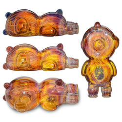 US Color Double Maitai Bear Design Glass Hand Pipe