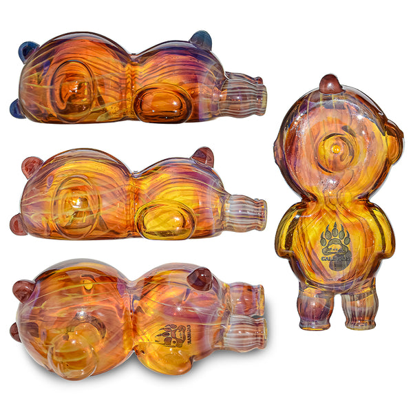 US Color Double Maitai Bear Design Glass Hand Pipe