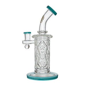 Calibear Premium Wall Perc Dab Rig W/ Opal Handcrafted Borosilicate Glass Angle view showing percolation and recycler water loop airflow design