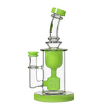Calibear Glass clear Torus dab rig featuring a Seed of Life percolator and Klein recycler design.