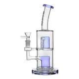 BORO Glass Popular Dab Rig with Double-Layer Perc Handcrafted Borosilicate Glass Angle view showing percolation and recycler water loop airflow design