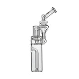 Calibear DUO RBR Recycler Glass Attachment (Clear) with dual recycler chambers, internal water pathways and angled mouthpiece for Dr. Dabber Switch Go