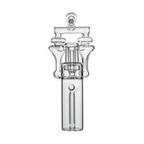 Front view of Calibear DUO RBR Recycler Glass Attachment (Clear) showing twin RBR recycling chambers and tall glass body for Dr. Dabber Switch Go