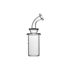Calibear Dry Glass Attachment (Clear) side view showing minimalist chamber and angled mouthpiece for Dr. Dabber Switch Go