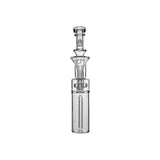 Calibear Dual-Perc RBR Recycler Glass Attachment (Clear) for Dr. Dabber Switch 2, full front view featuring the vertical tubular perc, RBR recycling chamber and clear glass construction