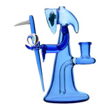 Calibear Reaper Rig W/ Removable Scythe Dabber & Shinning Opal Handcrafted Borosilicate Glass Detail close-up of joint connection and mouthpiece