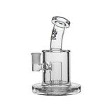 Calibear Thick Dab Rig (Clear) showing cylindrical chamber, Slitted Can Perc and side joint from left angled view