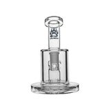 Front view of Calibear Thick Dab Rig (Clear) with Slitted Can Perc, side joint and Calibear logo