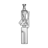 Calibear Tricycler clear glass attachment shown installed on and beside a Dr. Dabber Switch Go device