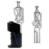 Calibear Tricycler clear glass attachment shown installed on and beside a Dr. Dabber Switch Go device
