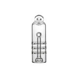 Calibear Triple Splash Guard Glass Bubbler (Clear) for Dr. Dabber Switch Go, front view showing central airflow opening and triple splash guard structure