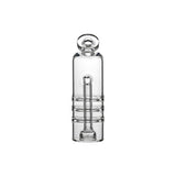 Calibear Triple Splash Guard Glass Bubbler (Clear) for Dr. Dabber Switch Go, straight-on view highlighting internal downstem and glass splash guard rings