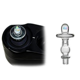 Calibear UFO Joystick Carb Cap Encased W/ Opal (Clear) for Dr. Dabber Switch Go, glass joystick carb cap with UFO-style top, encased opal detail and directional airflow design
