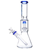 BORO Classic Beaker Water Pipe with built-in tree percolator and blue accented mouthpiece.