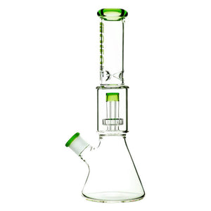 BORO Classic Beaker Water Pipe with built-in tree percolator and blue accented mouthpiece.