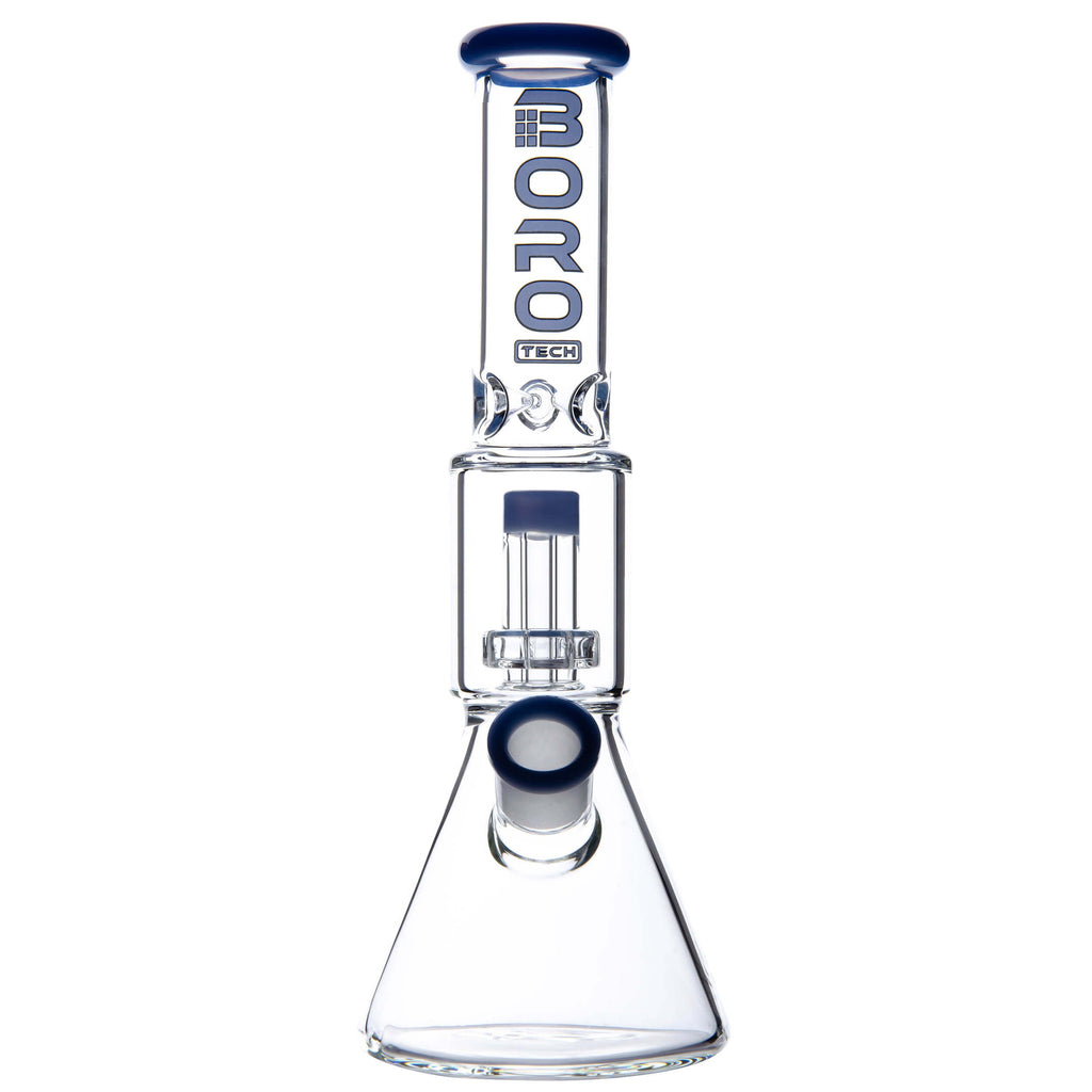 BORO Classic Beaker Water Pipe with built-in tree percolator and blue accented mouthpiece.