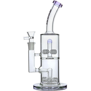 BORO 11.8 inch glass bong with Quad Matrix percolators, angled neck, and 18.8mm joint size.