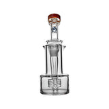 Calibear Premium RBR Recycler with Wave Perc and US color glass mouthpiece, clear borosilicate body, and wave perc filtration
