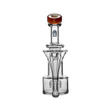 Calibear Premium RBR Recycler with Wave Perc and US color glass mouthpiece, clear borosilicate body, and wave perc filtration