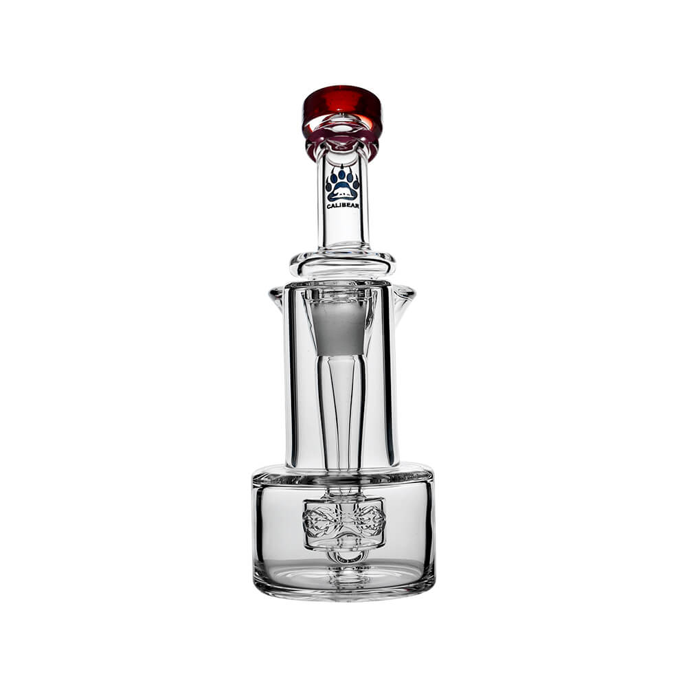 Calibear Premium RBR Recycler with Wave Perc and US color glass mouthpiece, clear borosilicate body, and wave perc filtration
