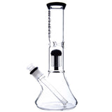 BORO Tall Chamber Glass Beaker Water Pipe with integrated showerhead percolator and wide stable base.