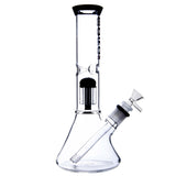 BORO Tall Chamber Glass Beaker Water Pipe with integrated showerhead percolator and wide stable base.