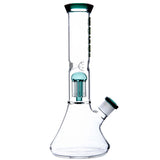 BORO Tall Chamber Glass Beaker Water Pipe with integrated showerhead percolator and wide stable base.
