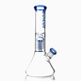 BORO Tall Chamber Glass Beaker Water Pipe with integrated showerhead percolator and wide stable base.