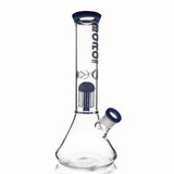 BORO Tall Chamber Glass Beaker Water Pipe with integrated showerhead percolator and wide stable base.