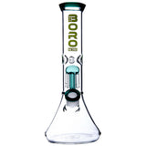 BORO Tall Chamber Glass Beaker Water Pipe with integrated showerhead percolator and wide stable base.