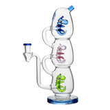 Calibear Triple Yoshi Egg Dab Rig Handcrafted Borosilicate Glass Installed profile view showing exact device fitment