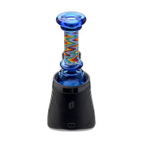 A collection of CaliBear glass attachments for Puffco Peak OG and Pro featuring vibrant wigwag swirl patterns in multiple colors and encased opal accents.