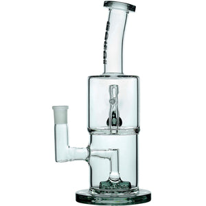 BORO Double Hex dab rigs in five colorways, featuring a dual-chamber clear borosilicate body with colored accents on the base, percolators, and mouthpieces.