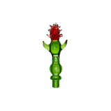 Calibear Flower-Shaped Carb Cap For Dr. Dabber Switch 2 Handcrafted Borosilicate Glass Angle view showing percolation and recycler water loop airflow design for Dr. Dabber Switch 2