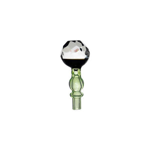 Calibear Facet Opal Joystick Carb Cap For Dr. Dabber Switch 2 Handcrafted Borosilicate Glass Angle view showing percolation and recycler water loop airflow design for Dr. Dabber Switch 2