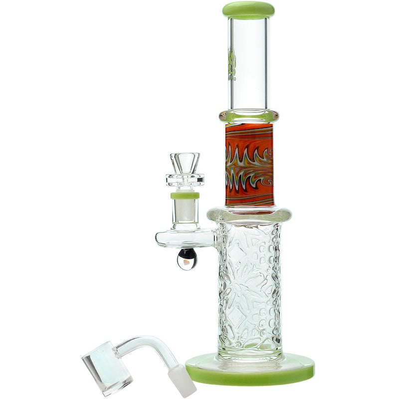 Wigwag Wall Perc Glass Bong Glass Water Pipe with Encased Opal | US WAREHOUSE