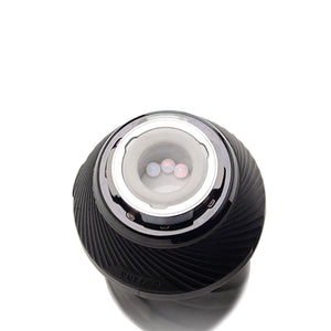 Calibear Heat Resistant 3MM Opal Terp Pearls Perfect for Puffco Peak & DR.DABBER SWITCH 2&GO/FOCUS V CARTA Handcrafted Borosilicate Glass Angle view showing percolation and recycler water loop airflow design