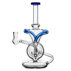 BORO Infinity Loop Torus Recycler Handcrafted Borosilicate Glass Angle view showing percolation and recycler water loop airflow design