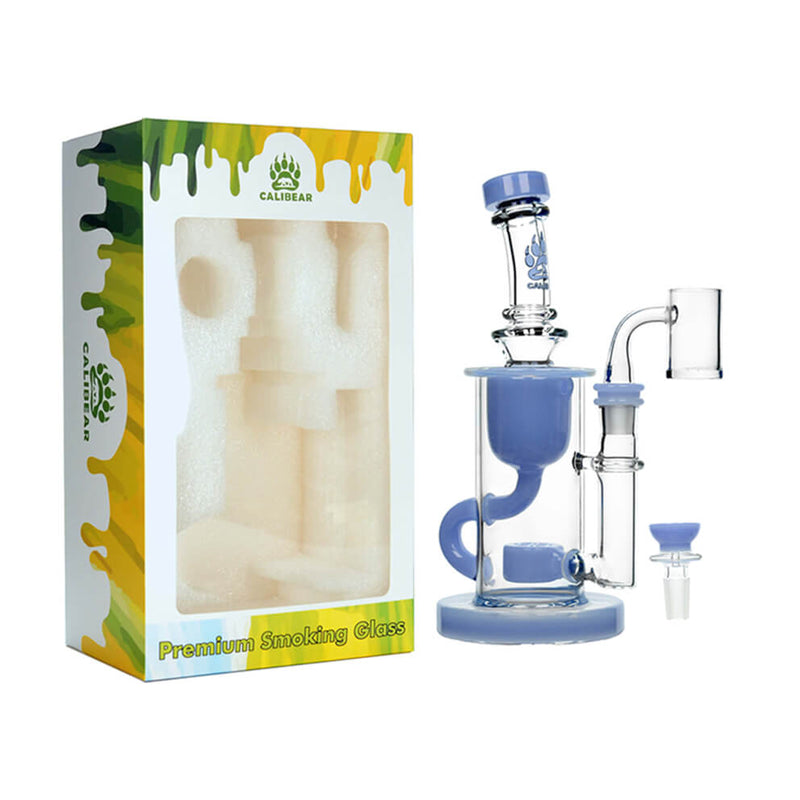 Calibear Colored Klein Recycler Dab Rig | 8" Seed of Life Perc Handcrafted Borosilicate Glass Main product view showing precision borosilicate glass craftsmanship