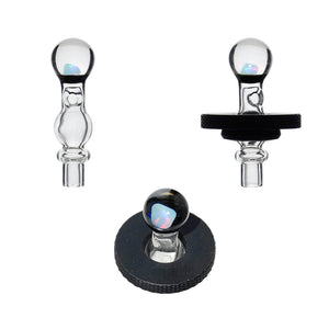 Joystick Cap Encased W/ Opal (Clear) for Dr. Dabber Switch 2 | Calibear, clear glass joystick carb cap with encased opal detail and directional airflow design