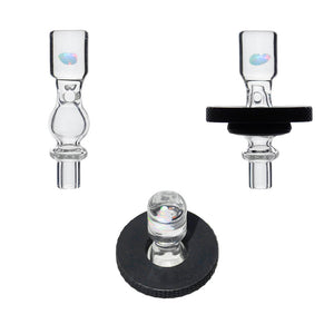 Opal Pillar Joystick Carb Cap (Clear) for Dr. Dabber Switch 2 | Calibear, glass joystick carb cap with pillar-style top, encased opal detail and directional airflow design